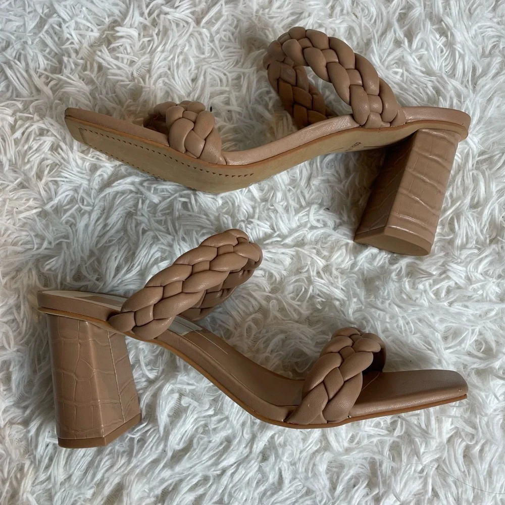 Paily Braided Double Strap High Heel Sandals | Nude Cafe - Picture 6 of 14